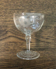 ONE Vintage Floral Etched crystal Cocktail Coupe Sherbet glass Stemware 4-7/8” picture