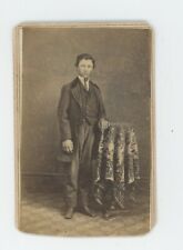 Antique CDV Circa 1860s Handsome Young Man in Victorian Era Suit Warsaw, IN picture