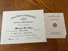 Germantown High School Philadelphia PA Commencement & Certificate 1952 picture