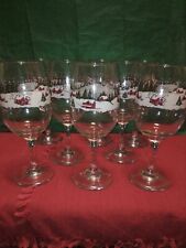Christmas Wine Glasses Libbey Brand Winter Village Theme ×6 picture