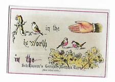 Quack Medicine Trade Card Schiffmann's German Asthma Cure REBUS Bird Hand Bush picture