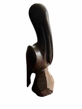 Vintage Iron Wood Hand Carved Folk Art Sculpture Pelican MCM Modernist picture