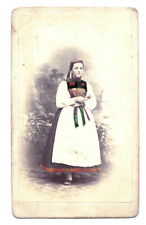 1880s 1890s Bavarian Woman Dirndl Dress Hand Color Cabinet Card Germany picture