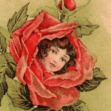 Vintage Postcard  Untitled - Girl's Face in Rose c1909 picture
