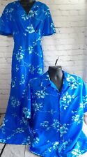 Royal Hawaiian Vintage Honeymoon Set Blue Floral Dress S(4-6)- Men’s Shirt XL picture