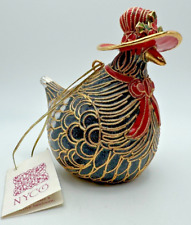 Vtg 2002 NYCO Gold Enamel Limited Edition Hen Bird Red Hat Figurine 3.5x3.5