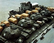 U.S. Tanks and supplys going accross river barge 8x10 Vietnam War Photo 685 picture