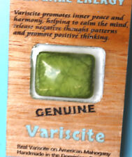 Refrigerator Variscite healing Stone Cabochon on a Mahogany Wood Base 3x2 inch picture
