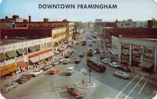 1959 Downtown Framingham National Bank MA Aerial Bus Business Card 2.25x3.5 BC2 picture
