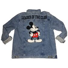 Disneyland Mickey Mouse Leader Of The Club Denim Jacket Disney Store Size Large picture