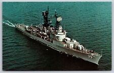 Military~Air View USS Mitscher DDG-35 @ Philadelphia Shipyard~Vintage Postcard picture