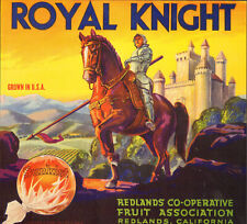 *Original* ROYAL KNIGHT Redlands Castle Orange Crate Label NOT A COPY picture