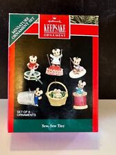 1992 Hallmark Keepsake Ornament Miniature Set of 6 Sew Sew Tiny Mice sewing picture