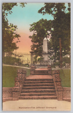 Postcard Charlottesville VA Hand Colored Monticello The Jefferson Graveyard picture