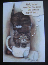 UNSIGNED 2008 vintage greeting card By Gary Patterson BELATED BIRTHDAY Cat Stuck picture