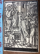 Antique Engraving Religious Print Woodcut 1500’s? Truth accused as a heretic picture