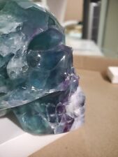 high grade fluorite skull, highly detailed, mirror polished picture
