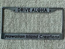 Hawaiian Island Creations HIC SURF Metal license plate frame DRIVE ALOHA shaka picture
