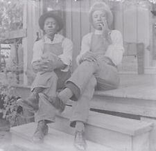 Early 1900s African American Farmers on Porch Glass Photo Negative picture