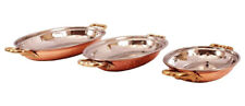 Indian Traditional Oval Shaped Steel Copper Platter For Serving Hotel Set Of 3 picture