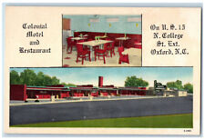 c1940's Colonial Motel Restaurant Oxford North Carolina NC Multiview Postcard picture