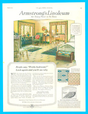 1923 Bedroom furniture flooring antique art PRINT AD linoleum style household picture