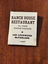 Vintage Matchbook Ranch House Restaurant Lockwood McFarland California Galt picture