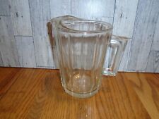 Vintage Small Heavy Clear Glass Pitcher Ribbed - Ice Lip - Starburst Bottom picture