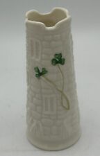 Vintage Belleek Porcelain Shamrock+Castle Vase~1984 Marks Ireland 5” Collectible picture