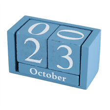 Wood Block Calendar Desk Decoration Blue picture