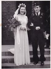 Big WWII Photo GERMAN 1st PANZER DIVISION TANK MAN WEDDING SA SPORTS BADGE 0551 picture
