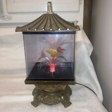 Vintage 80’s Rotating Fiber Optic Color Changing Flower Lamp Light Pagoda Style picture