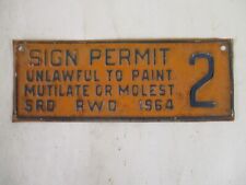 1964 Florida FIRST ISSUE SIGN PERMIT  License Plate Tag Dont Mutilate or Molest picture