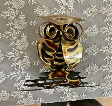 Vintage Metal Copper Owl Wall Sculpture Art Piece picture