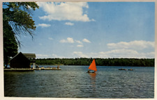 Sailing on Beautiful Little Lake Sunapee, New London, New Hampshire NH Postcard picture