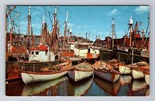 Gloucester MA-Massachusetts, Fishing Boats In Port, Vintage c1956 Postcard picture