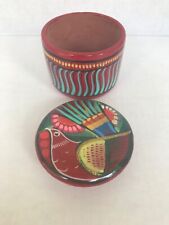 Mexican ceramic pottery trinket box with lid colorful bird folk art hand crafted picture