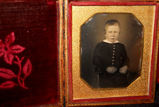 1/6th size Daguerreotype of young boy in full Shew case picture