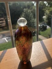 Brian Maytum 1985 Iridescent Multicolored 5 3/4 Inch Art Glass Perfume Bottle. picture