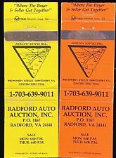 RADFORD Auto Auction Radford Virginia Set Of 2 Vintage Matchbook Covers B-3063 picture