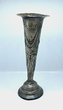 Antique 1904 Birmingham Sterling Silver Weighted Ornate Trumpet Vase ~ 7-1/4