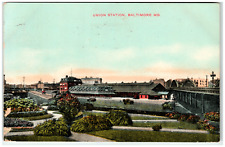 Postcard 1909 Union Railroad Train Station Baltimore, MD picture