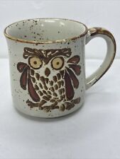 Vintage Owl Speckled Ceramic Mug Coffee Cup 1970’s  picture