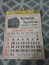 Vintage 1927 advertising calendar Springfield Republican newspaper Massachusett picture