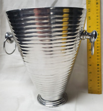 Vintage Art Deco/ ribbed/Beehive Champagne Ice Bucket Silver Aluminum with rings picture
