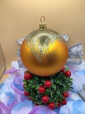 Vintage 1980’s Glass & Glitter Designer Ornament Made In Germany picture