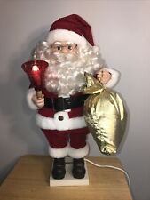 Vintage Telco Motionette 28” Santa Claus Lighted Candle & Bag Moves Head/Arms picture