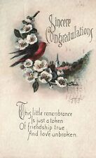 Vintage Postcard 1920's Sincere Congratulations This Little Remembrance picture