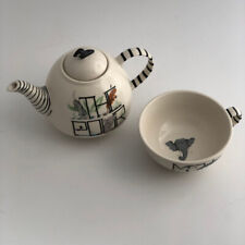 ANTHROPOLGIE Teapot & Cup Set Florence Balducci The Pour Moi STACKED Animals picture