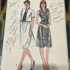 Vintage Butterick 3663 Jacket + Mock Wrap Dress Sewing Pattern 1980s 12-16 UNCUT picture
